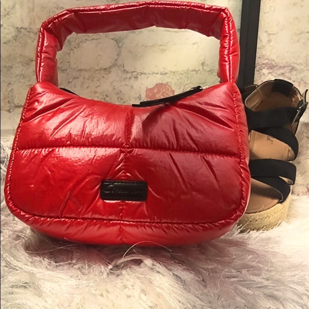 New Hot Red Quilted Puffer Shoulder Hand Bag - Sam Edelman
